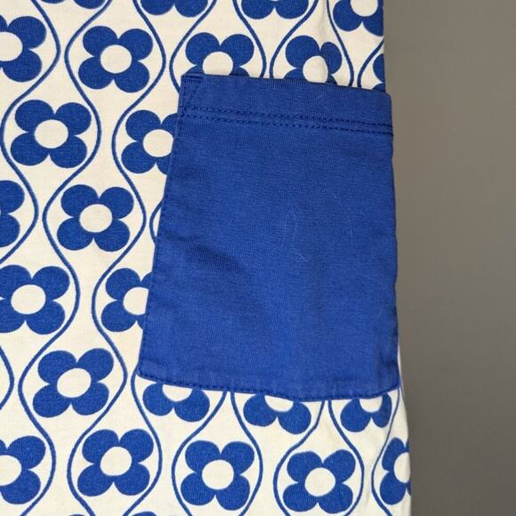 Hanna Andersson Blue & White Geometric Floral Print Racer Back Dress Size 130/8 - Picture 3 of 11